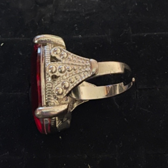 Adjustable Red and Silver Ring - Picture 2 of 2